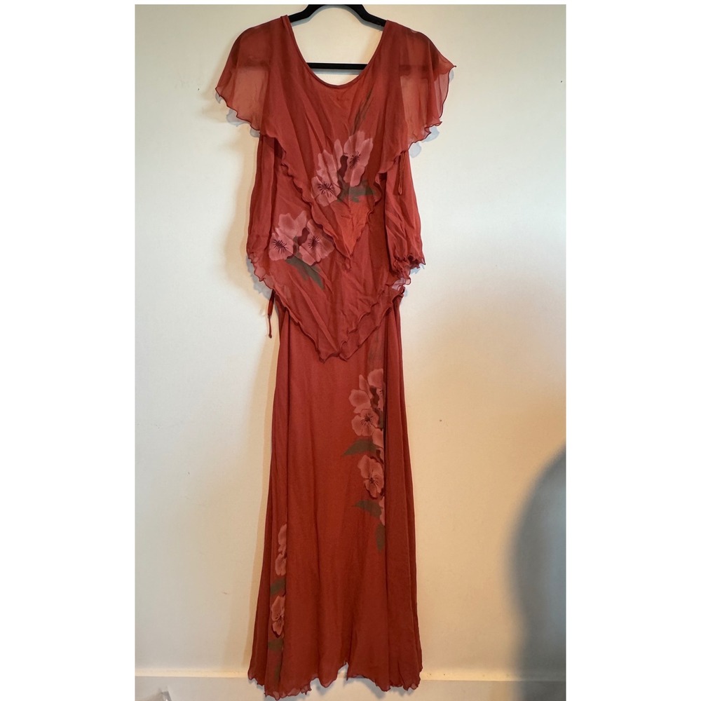 Vintage St Simon 2pc Rayon Floral Maxi Skirt Top Whimsigoth Fairy Romantic 90s